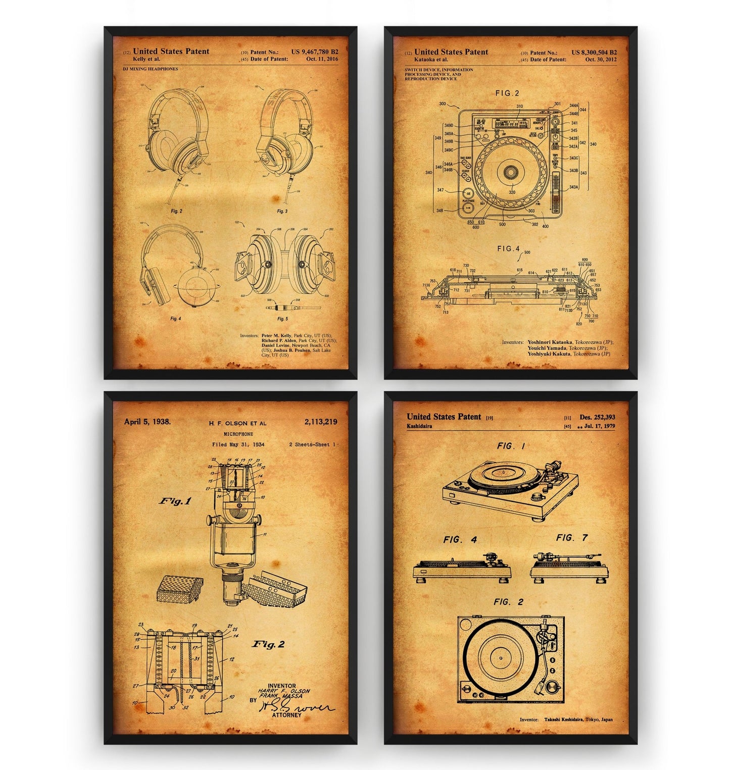 DJ Set Of 4 Patent Prints - Magic Posters