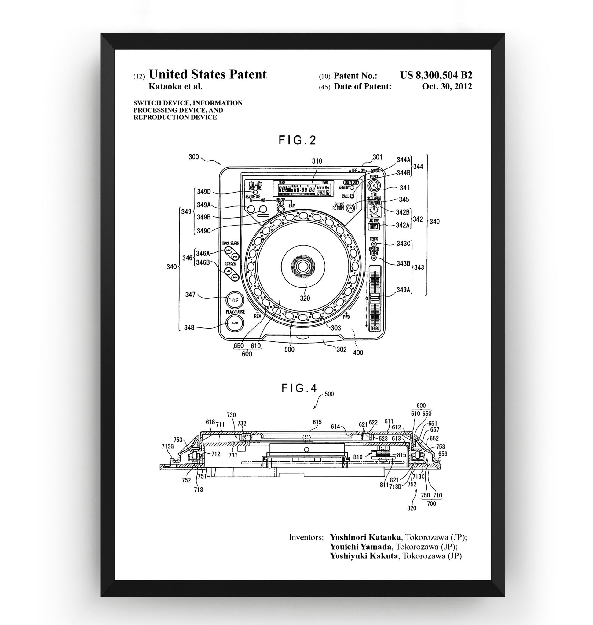 DJ Switch Device 2012 Patent Print - Magic Posters