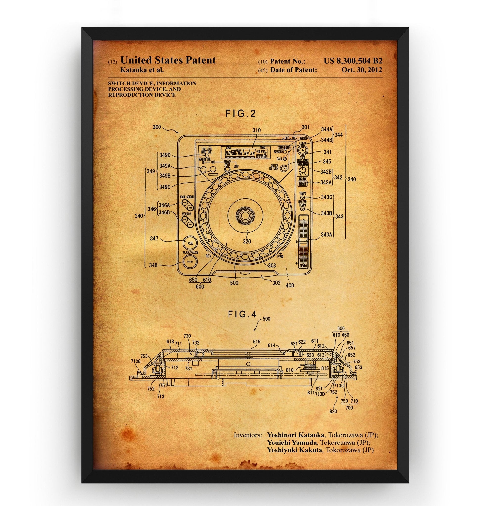 DJ Switch Device 2012 Patent Print - Magic Posters