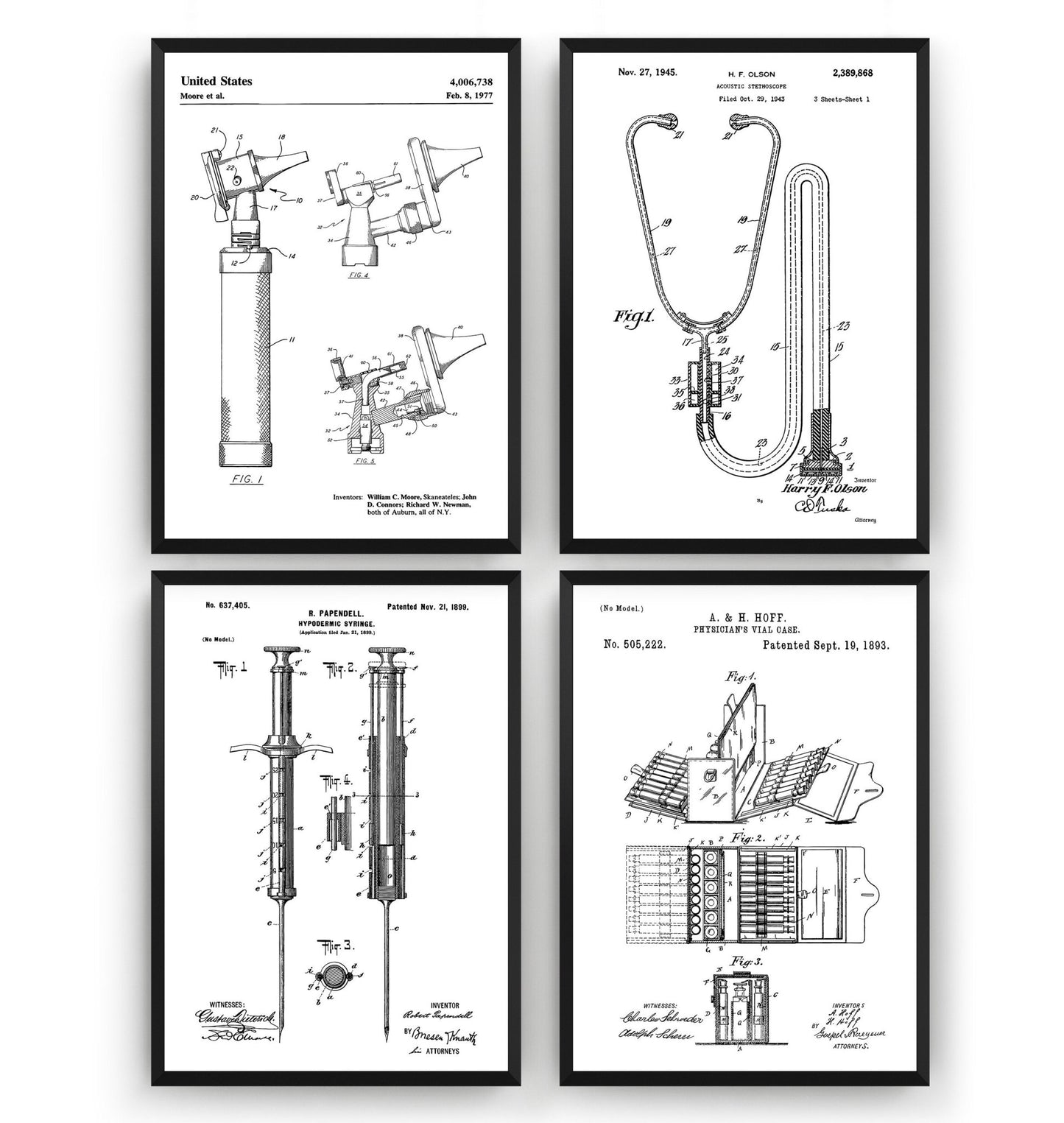 Doctors Medical Set Of 4 Patent Prints - Magic Posters