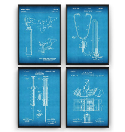 Doctors Medical Set Of 4 Patent Prints - Magic Posters