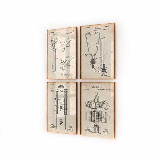 Doctors Medical Set Of 4 Patent Prints - Magic Posters