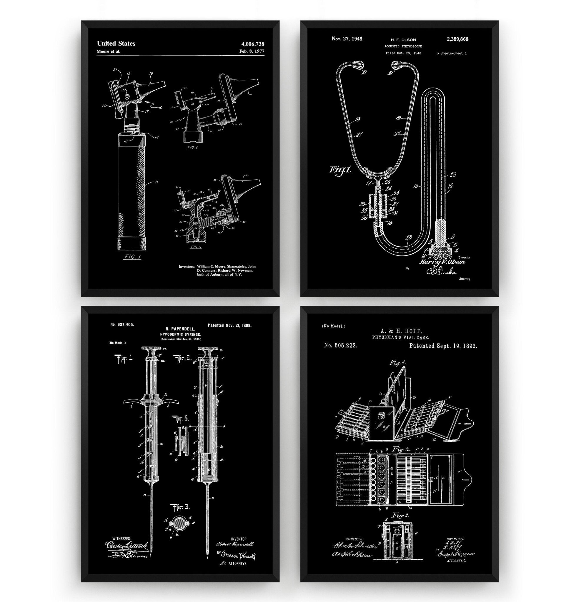 Doctors Medical Set Of 4 Patent Prints - Magic Posters