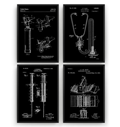 Doctors Medical Set Of 4 Patent Prints - Magic Posters