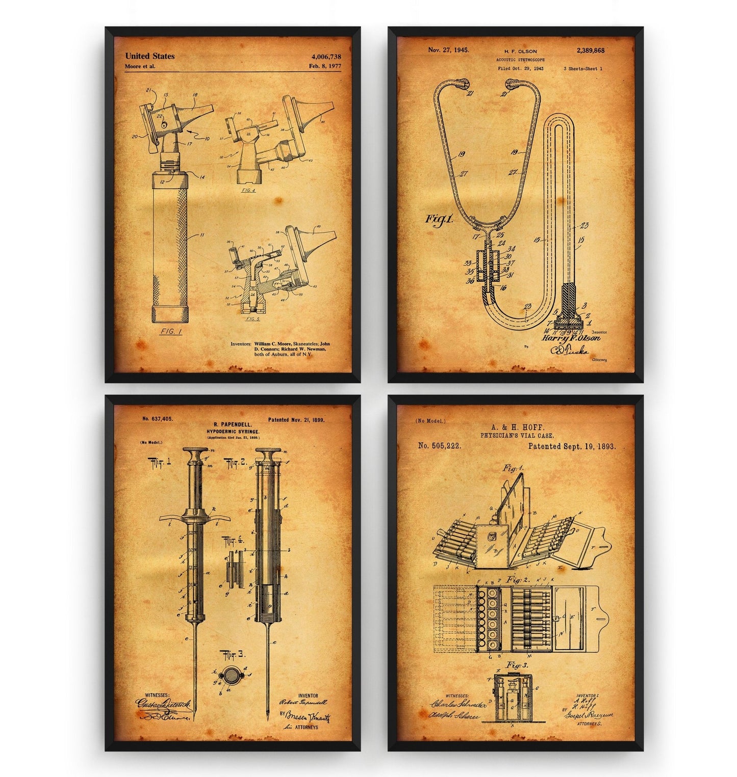 Doctors Medical Set Of 4 Patent Prints - Magic Posters