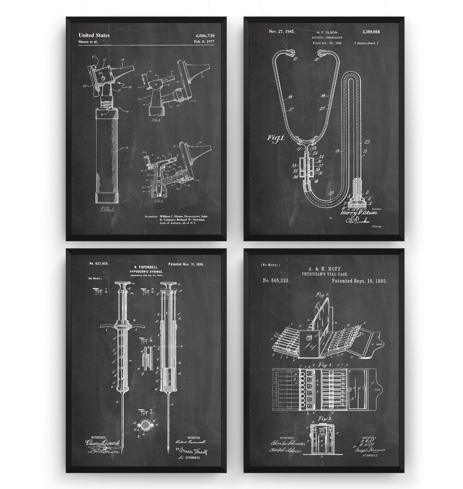 Doctors Medical Set Of 4 Patent Prints - Magic Posters