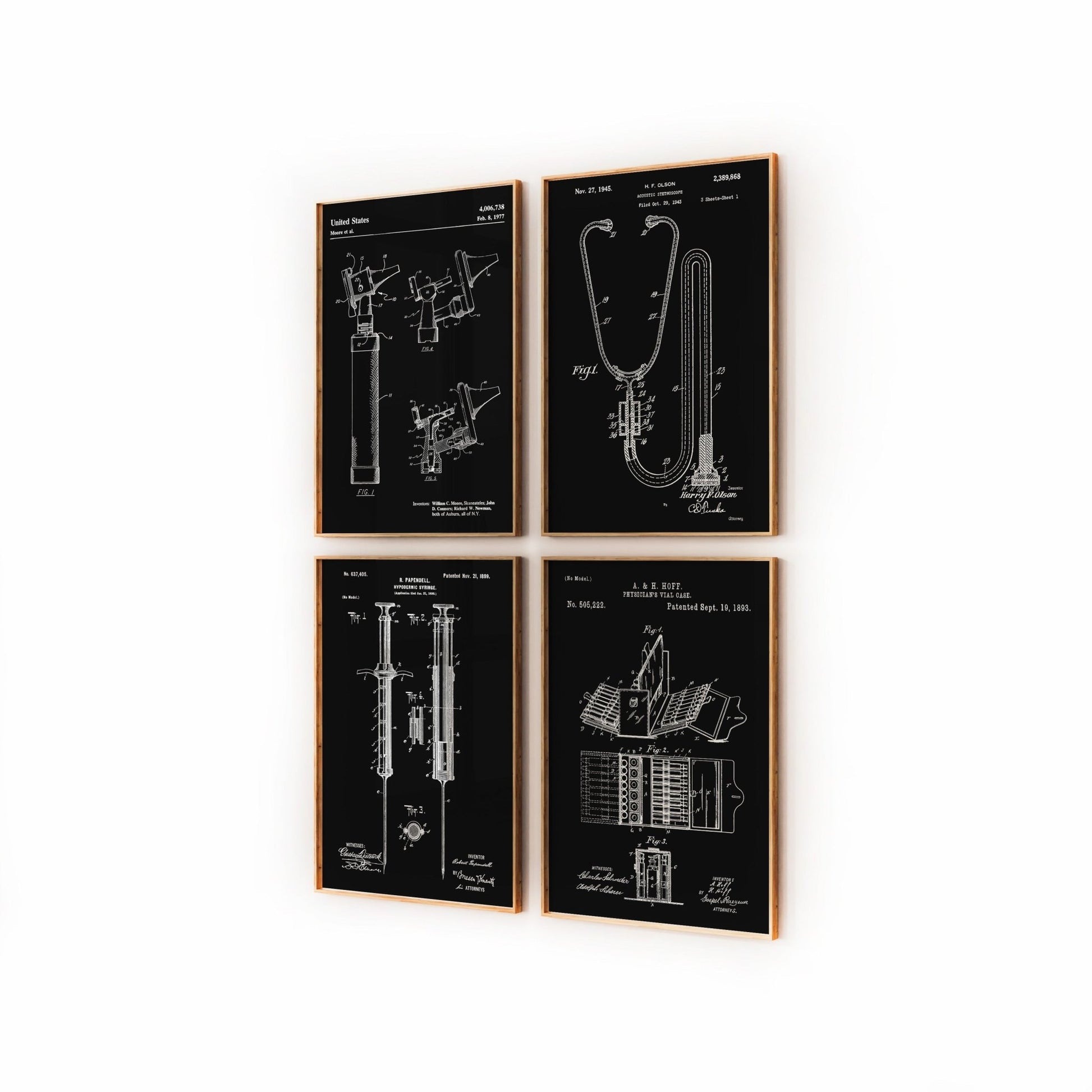 Doctors Medical Set Of 4 Patent Prints - Magic Posters