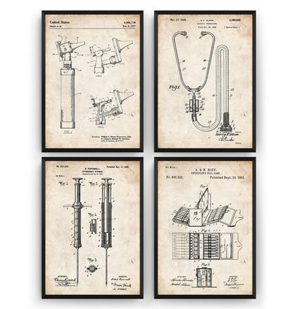 Doctors Medical Set Of 4 Patent Prints - Magic Posters