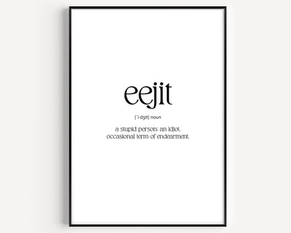 Eejit Definition Print - Magic Posters