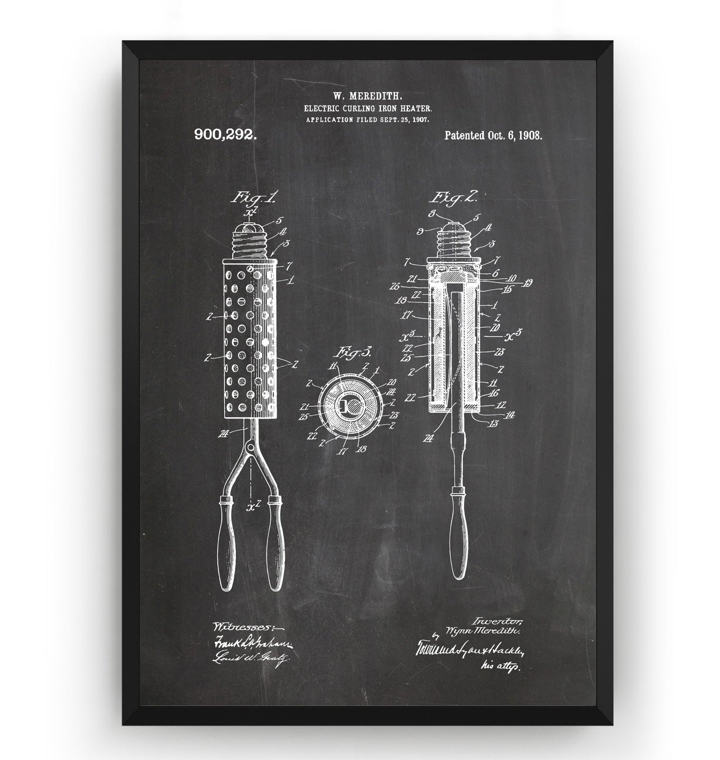 Electric Curling Iron Heater 1907 Patent Print - Magic Posters