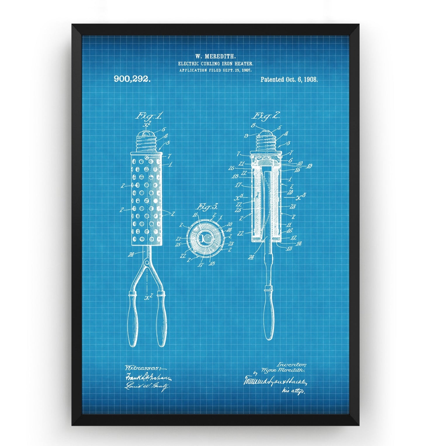 Electric Curling Iron Heater 1907 Patent Print - Magic Posters