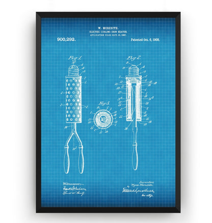 Electric Curling Iron Heater 1907 Patent Print - Magic Posters