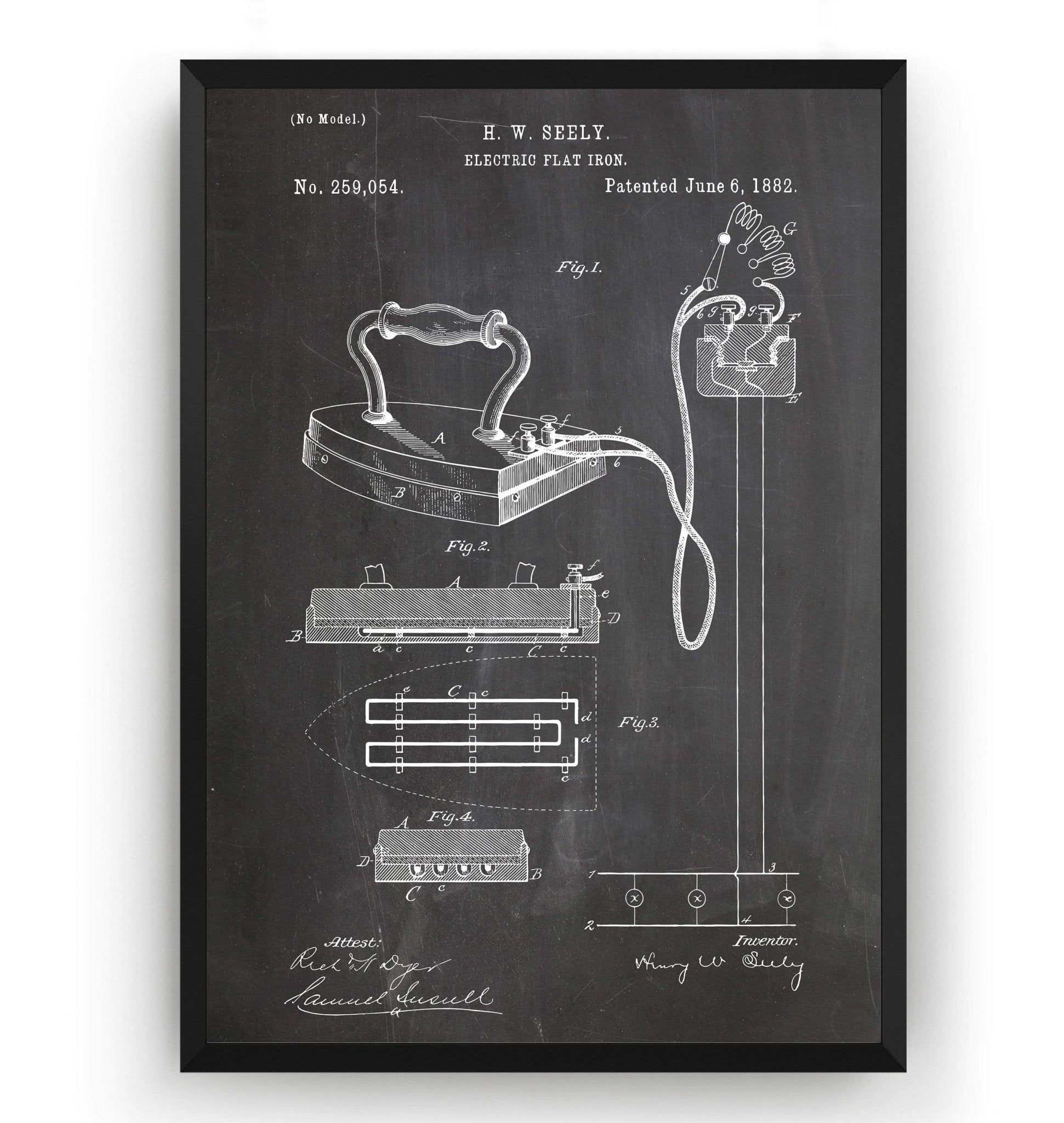 Electric Flat Iron 1882 Patent Print - Magic Posters