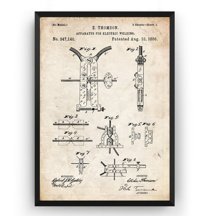 Electric Welding Machine 1886 Patent Print - Magic Posters