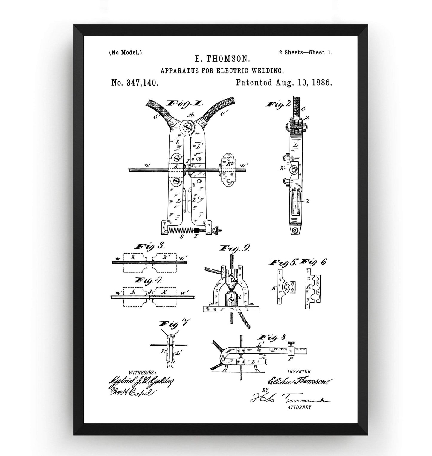 Electric Welding Machine 1886 Patent Print - Magic Posters