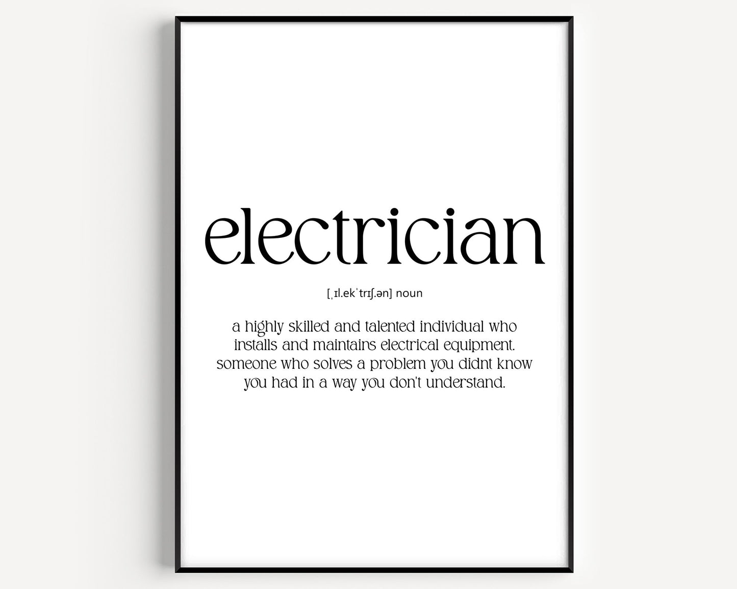 Electrician Definition Print - Magic Posters