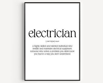 Electrician Definition Print - Magic Posters