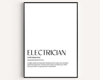 Electrician Definition Print - Magic Posters