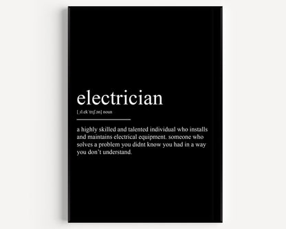 Electrician Definition Print - Magic Posters