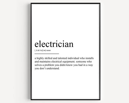 Electrician Definition Print - Magic Posters