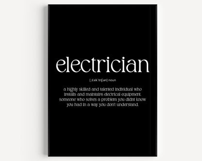 Electrician Definition Print - Magic Posters