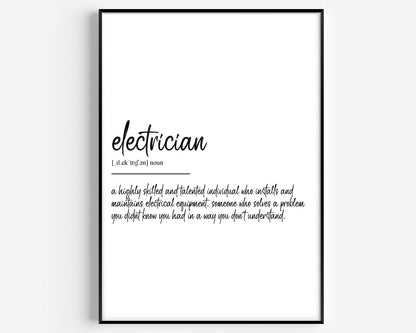 Electrician Definition Print - Magic Posters