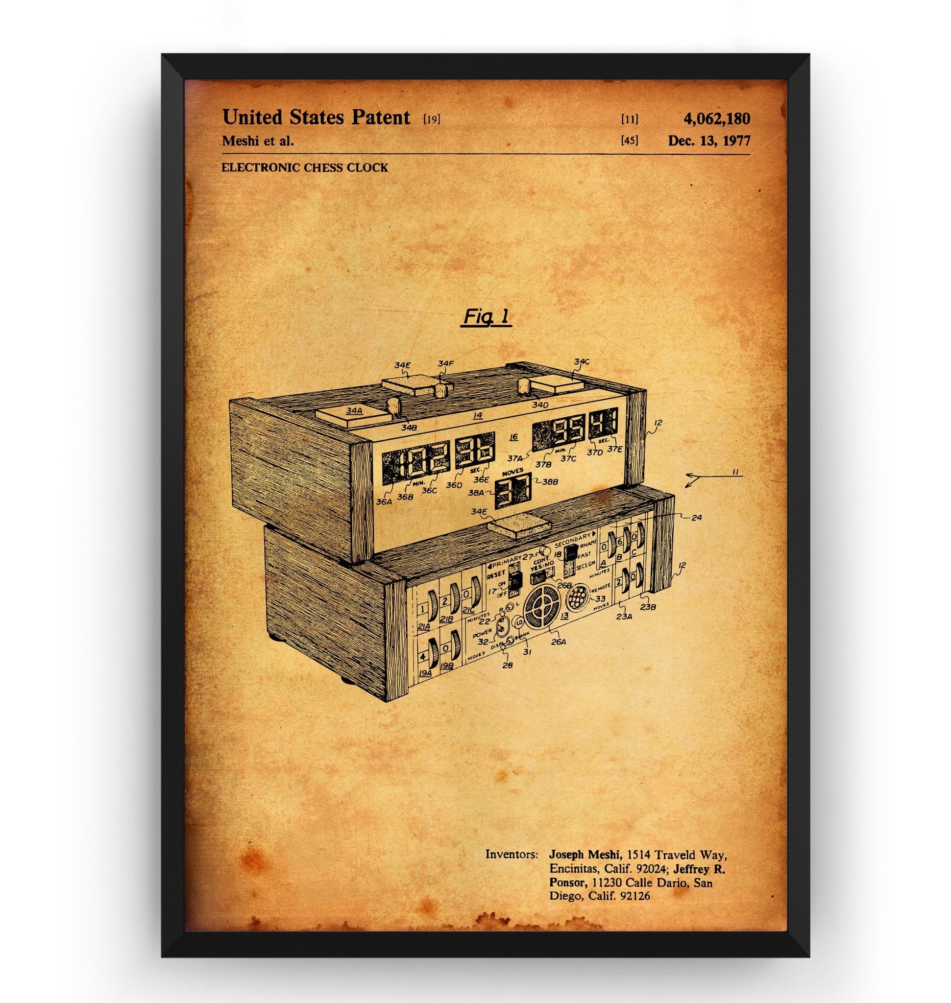 Electronic Chess Clock 1977 Patent Print - Magic Posters