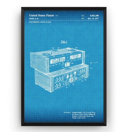 Electronic Chess Clock 1977 Patent Print - Magic Posters