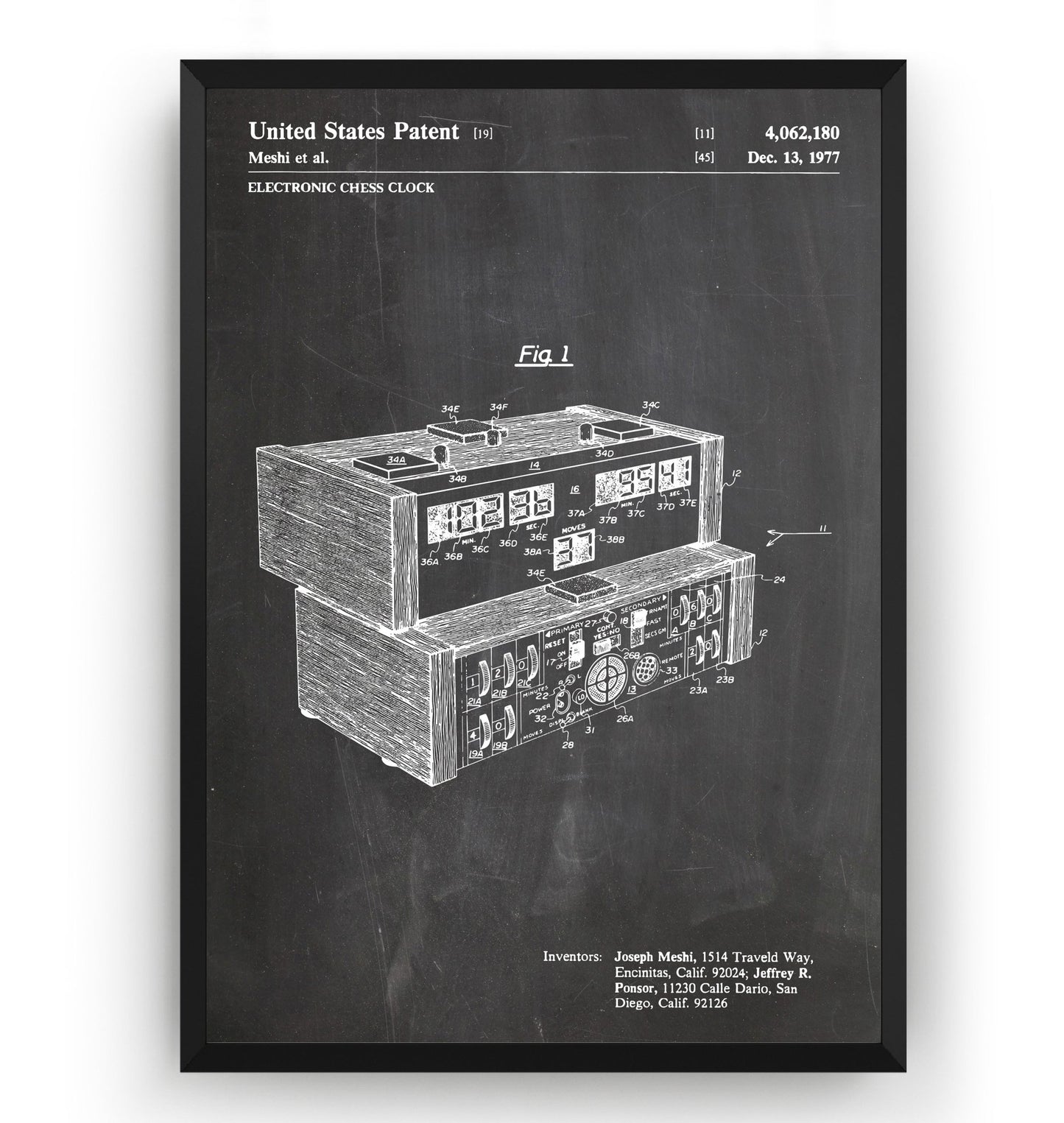 Electronic Chess Clock 1977 Patent Print - Magic Posters