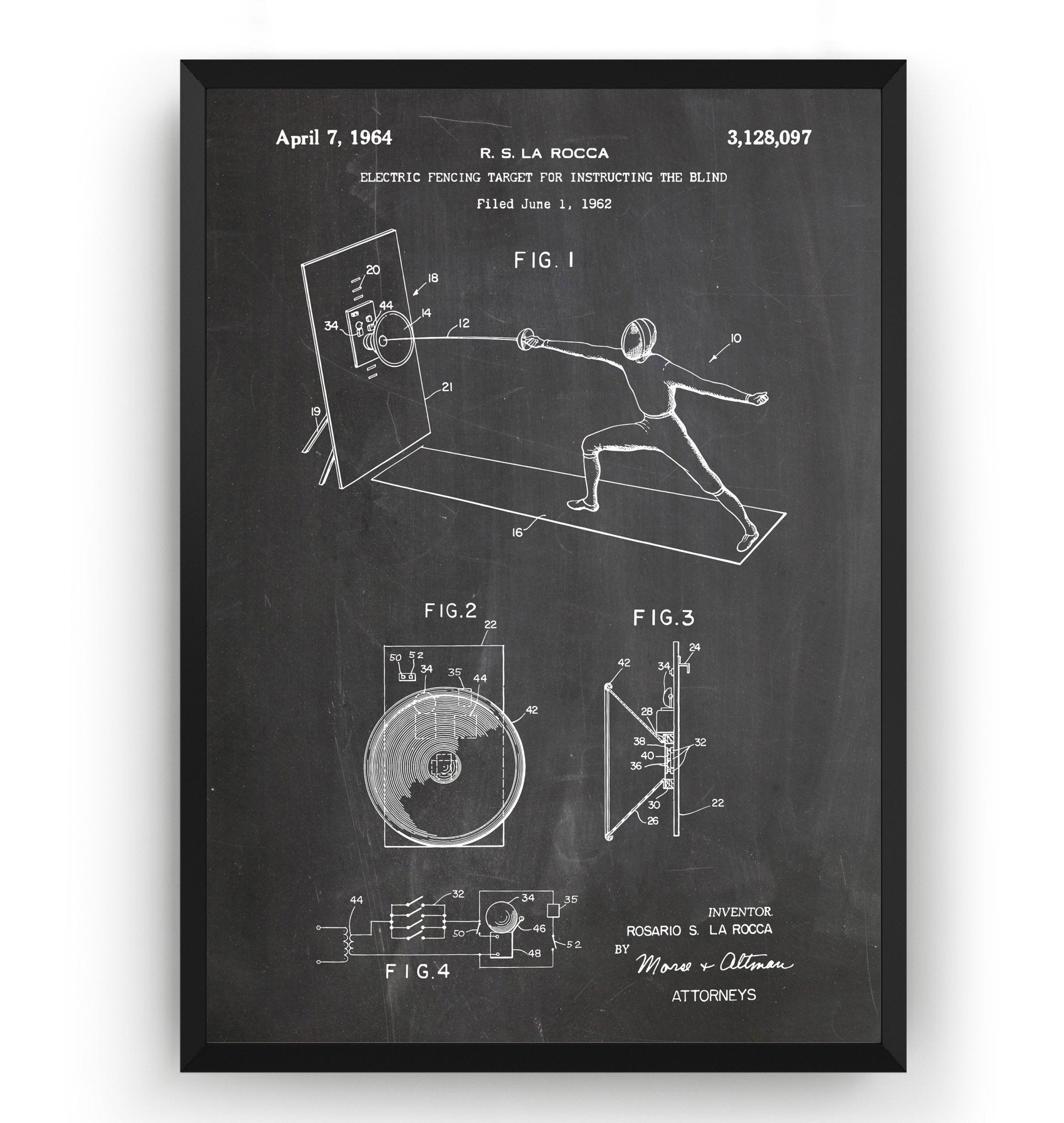 Electronic Fencing Target 1964 Patent Print - Magic Posters