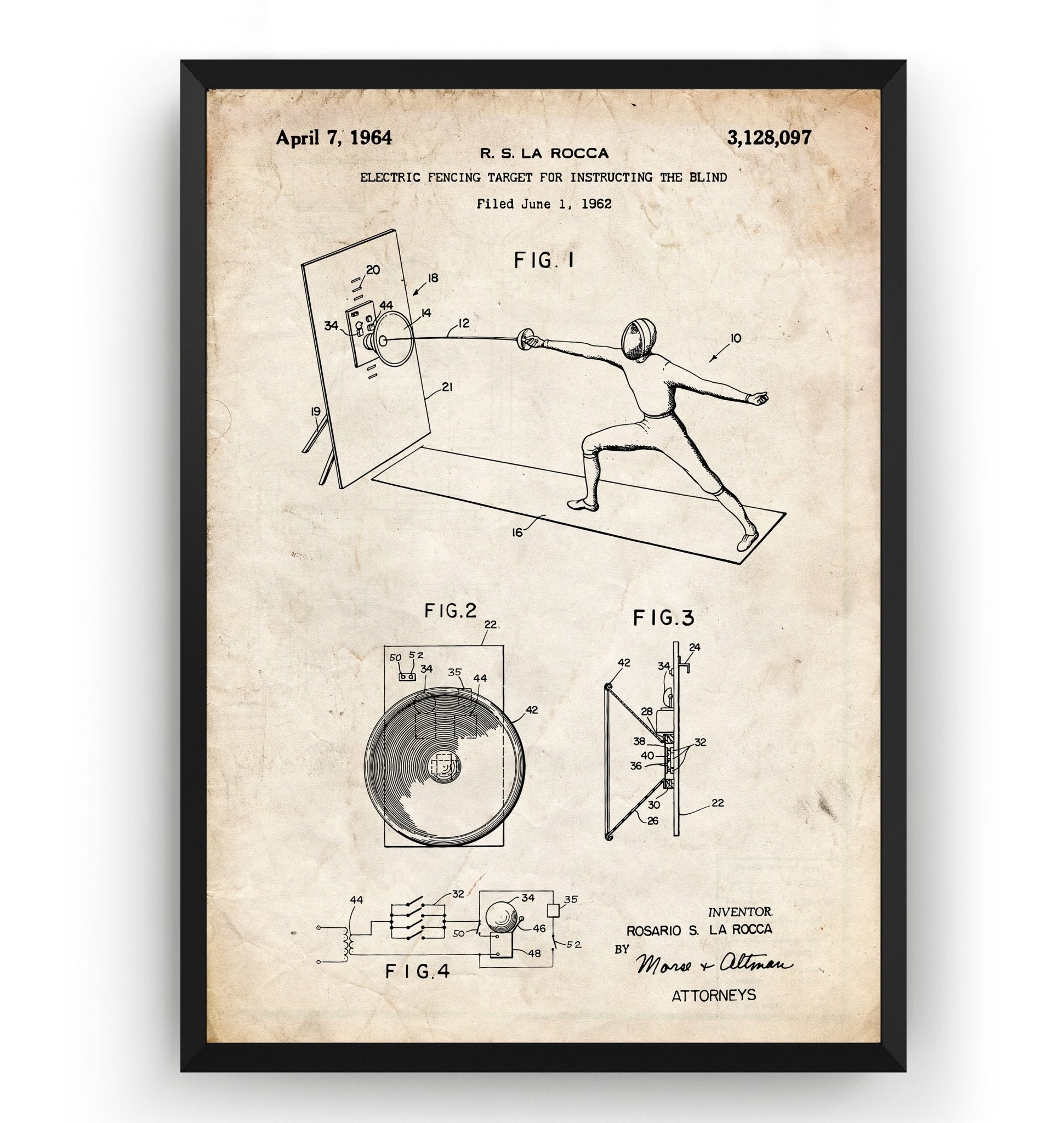 Electronic Fencing Target 1964 Patent Print - Magic Posters