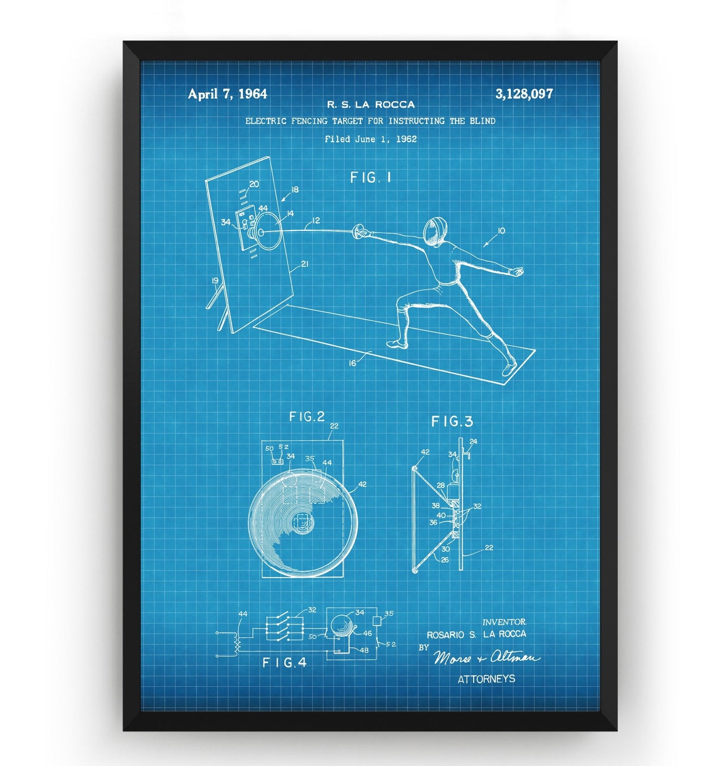 Electronic Fencing Target 1964 Patent Print - Magic Posters