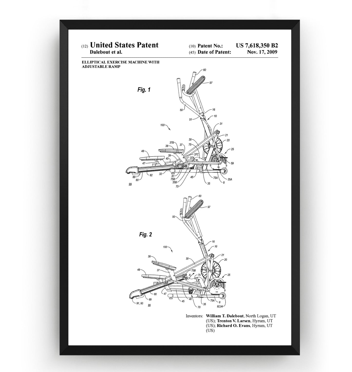 Elliptical Exercise Machine 2009 Patent Print - Magic Posters