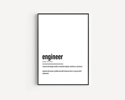 Engineer Definition Print - Magic Posters