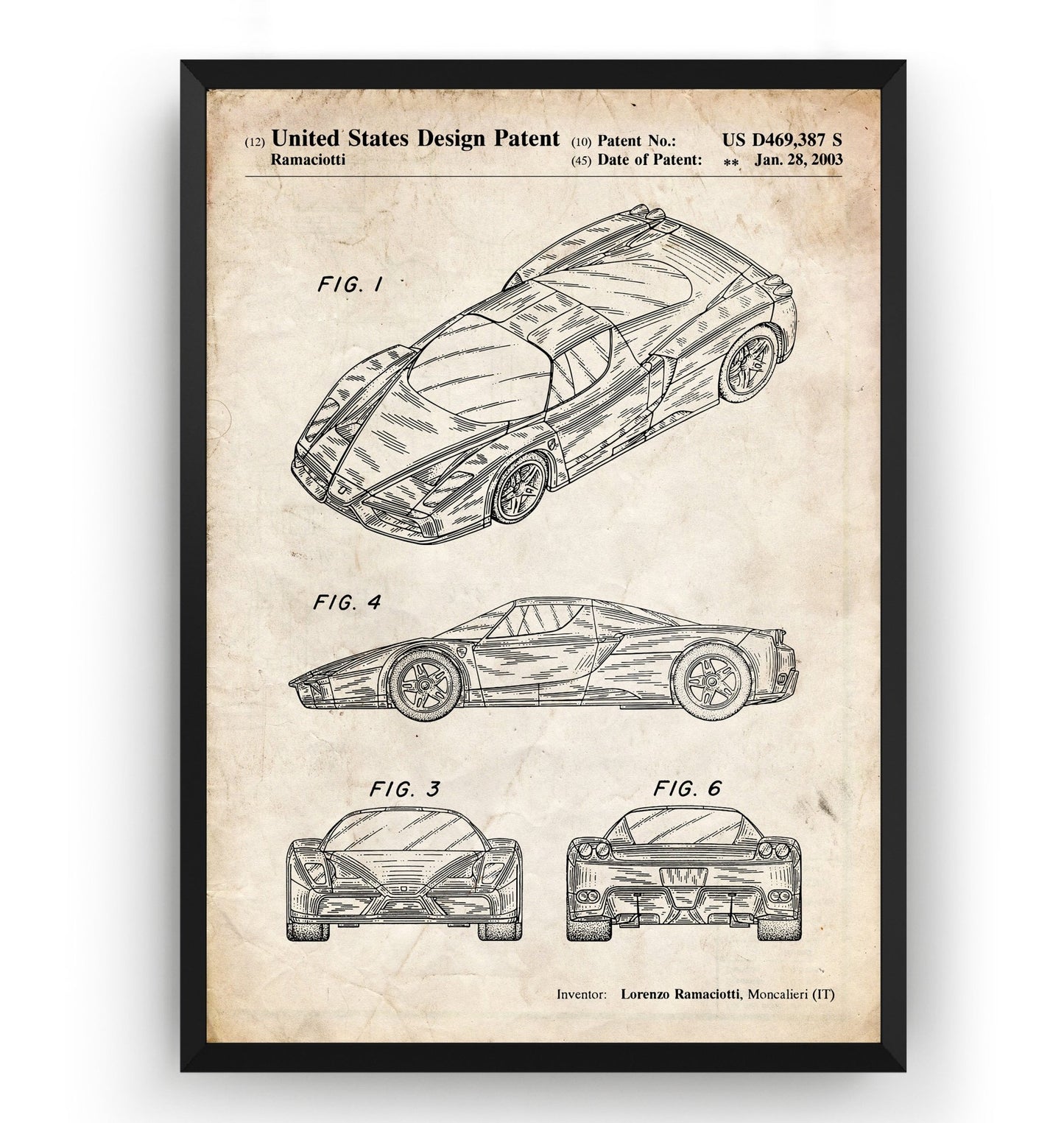 Enzo Ferrari 2003 Patent Print - Magic Posters