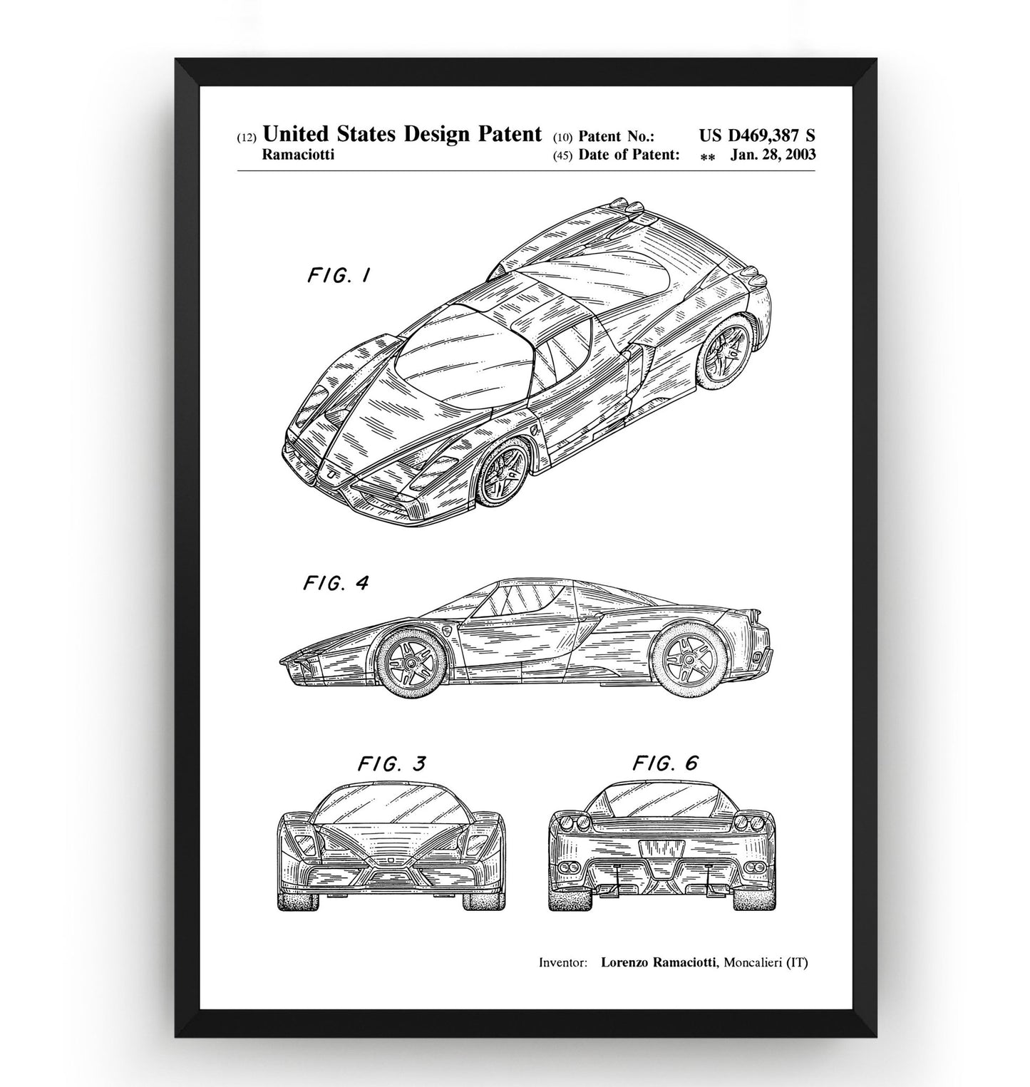 Enzo Ferrari 2003 Patent Print - Magic Posters