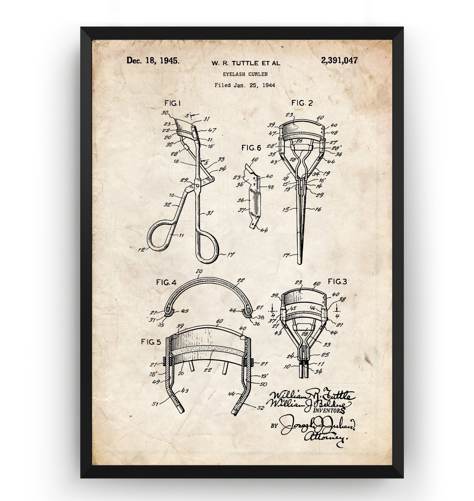 Eyelash Curler 1945 Patent Print - Magic Posters