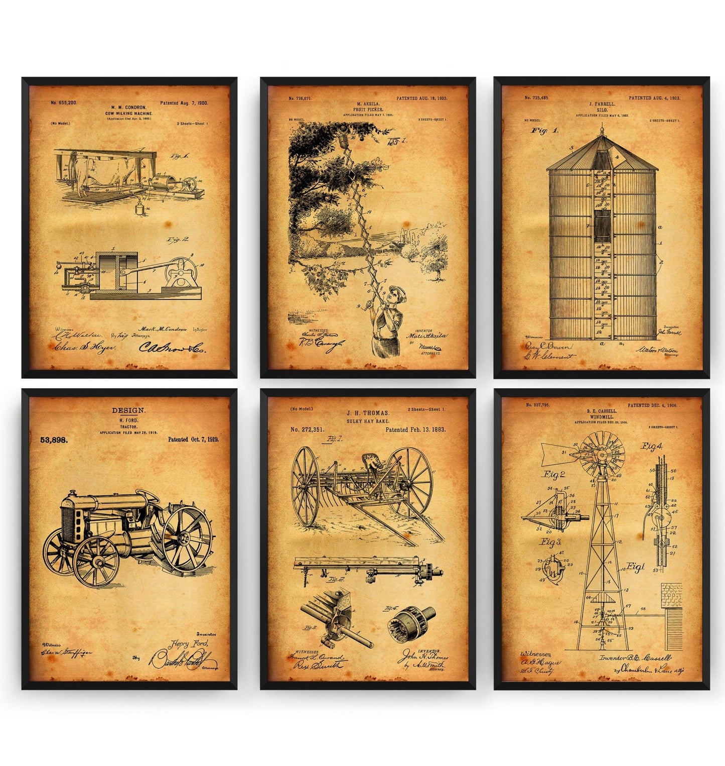 Farming Set Of 6 Patent Prints - Magic Posters