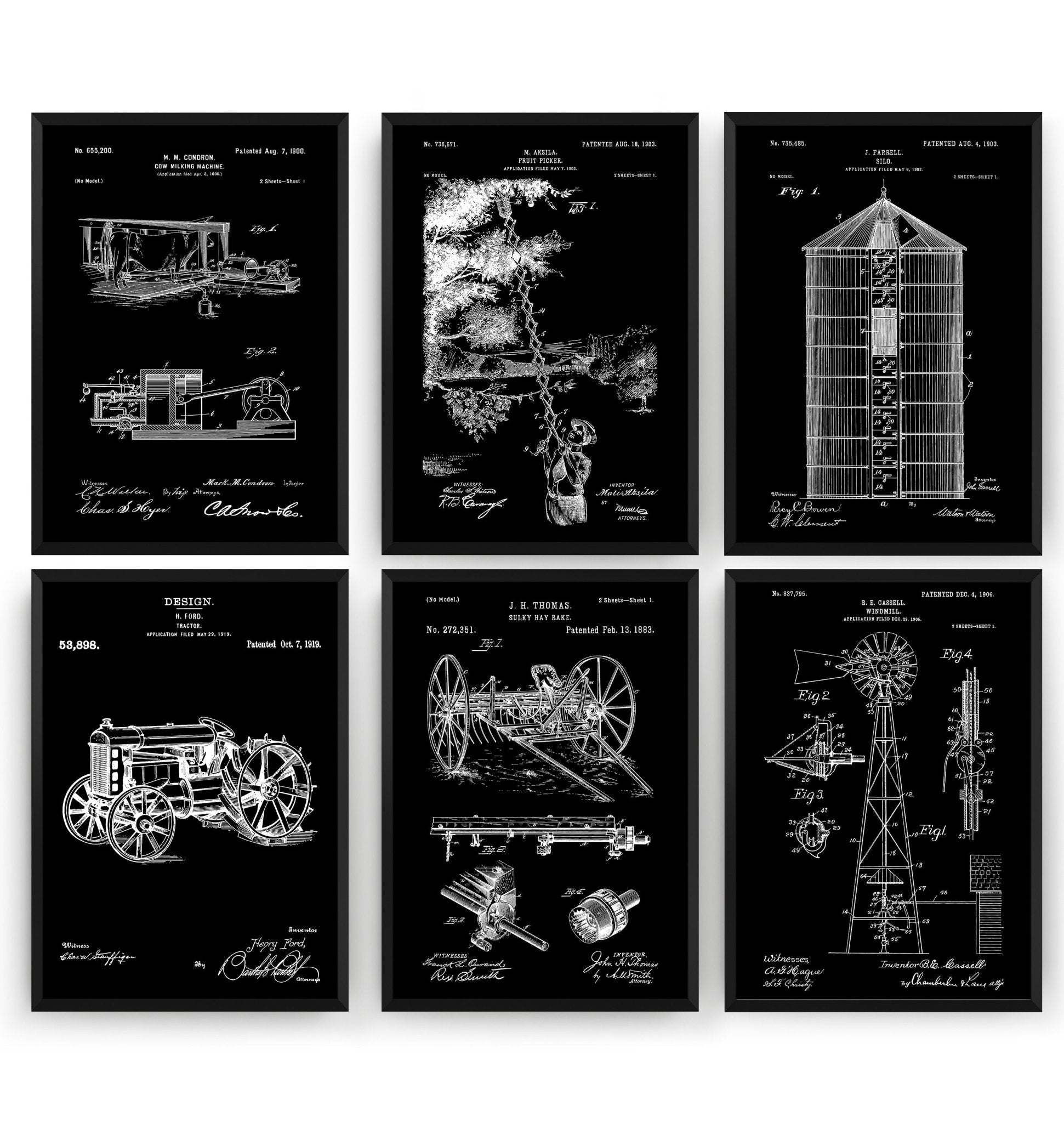 Farming Set Of 6 Patent Prints - Magic Posters