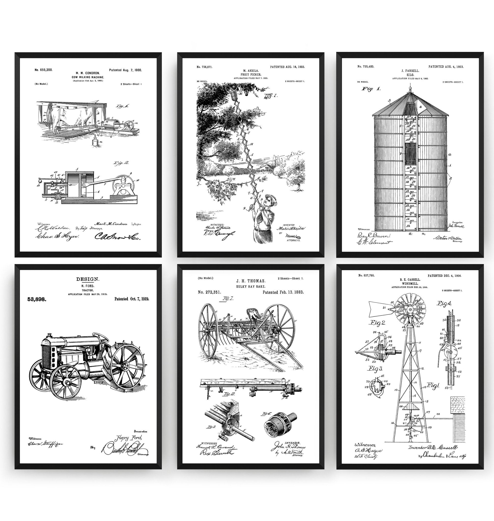 Farming Set Of 6 Patent Prints - Magic Posters