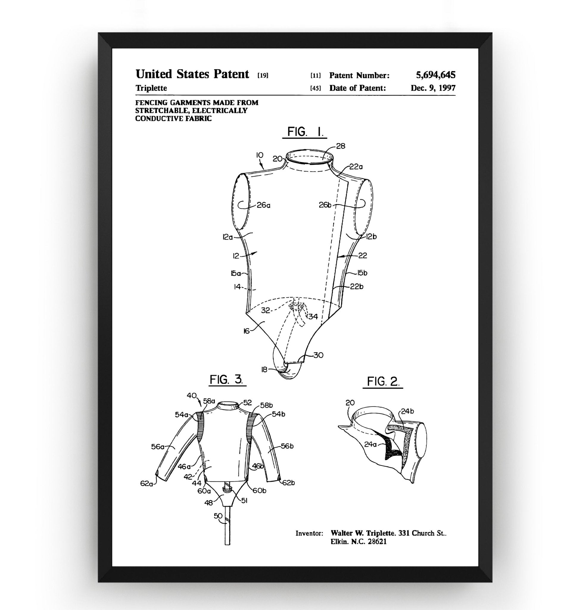 Fencing Triplette 1997 Patent Print - Magic Posters