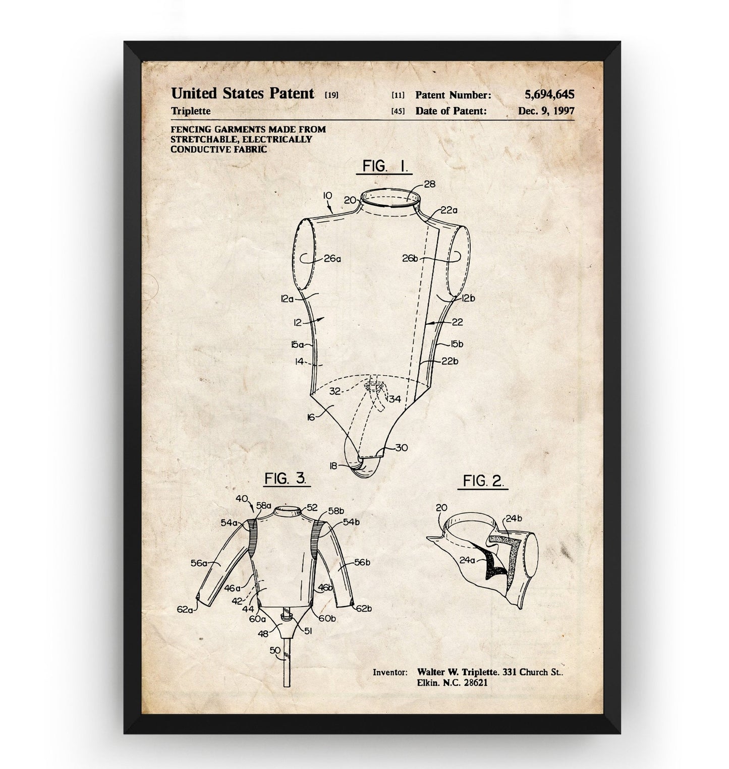 Fencing Triplette 1997 Patent Print - Magic Posters