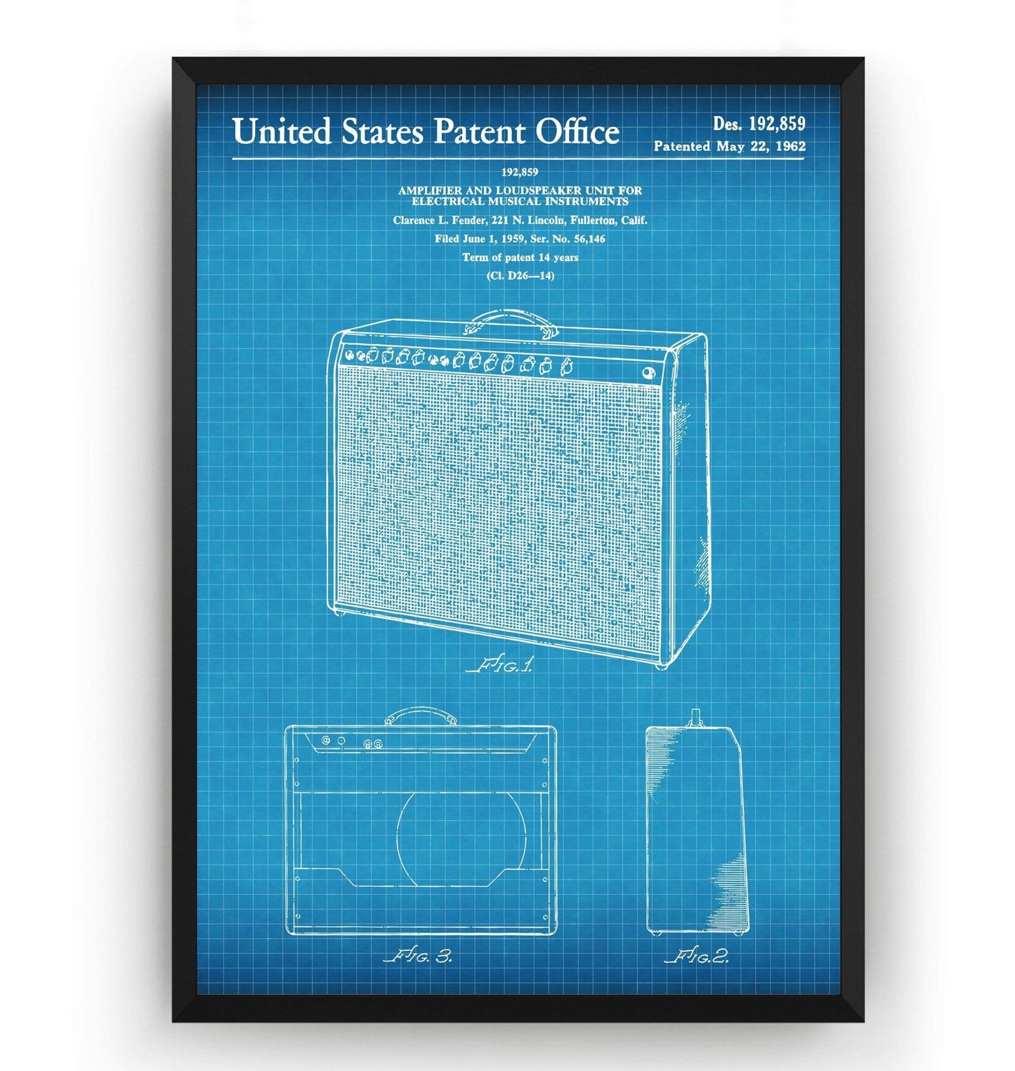 Fender Amplifier And Loudspeaker Unit 1962 Patent Print - Magic Posters