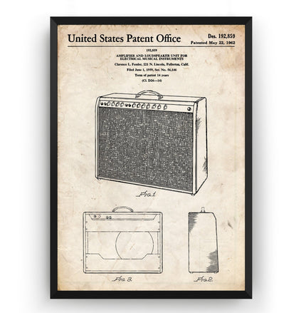 Fender Amplifier And Loudspeaker Unit 1962 Patent Print - Magic Posters