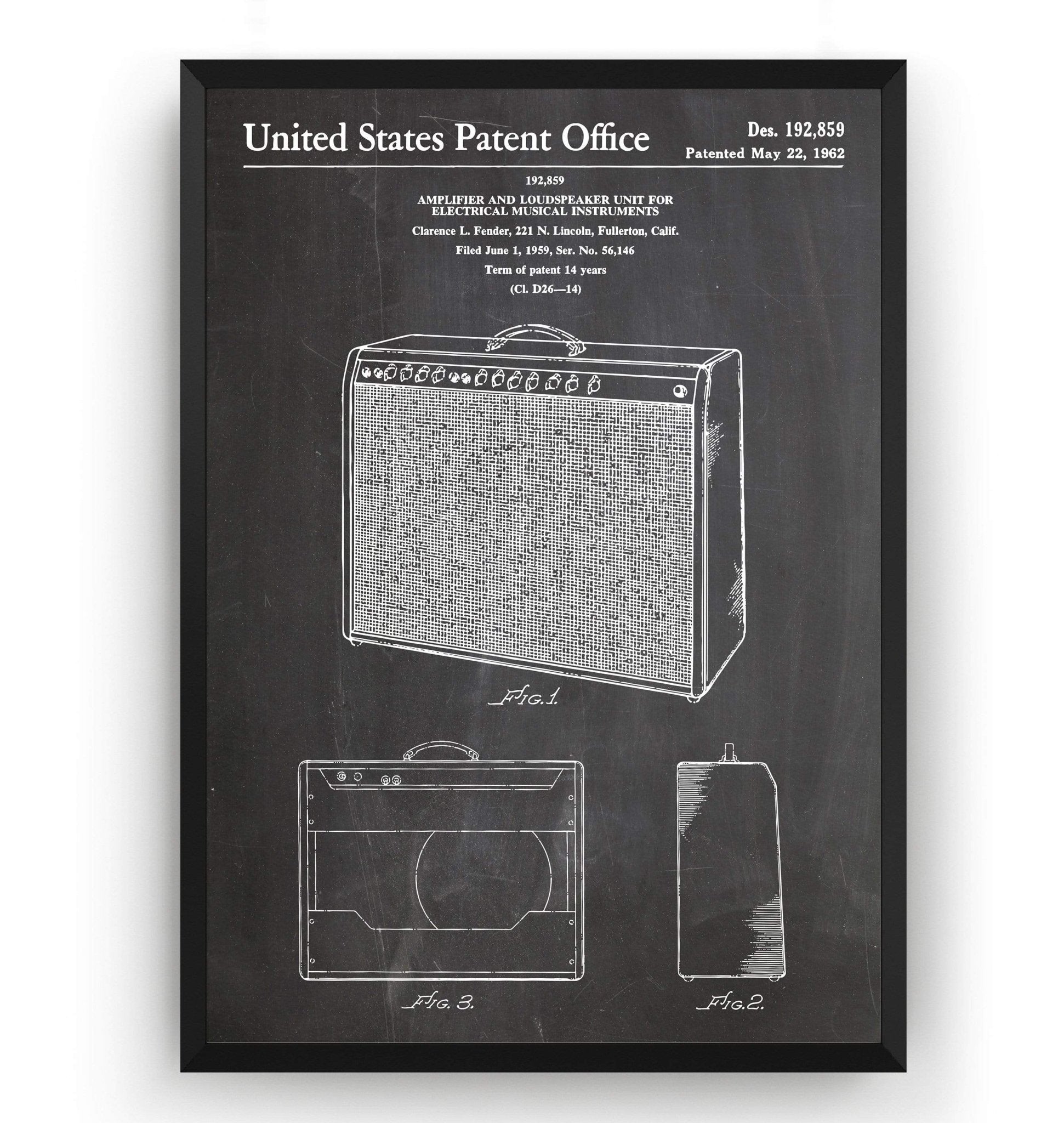 Fender Amplifier And Loudspeaker Unit 1962 Patent Print - Magic Posters