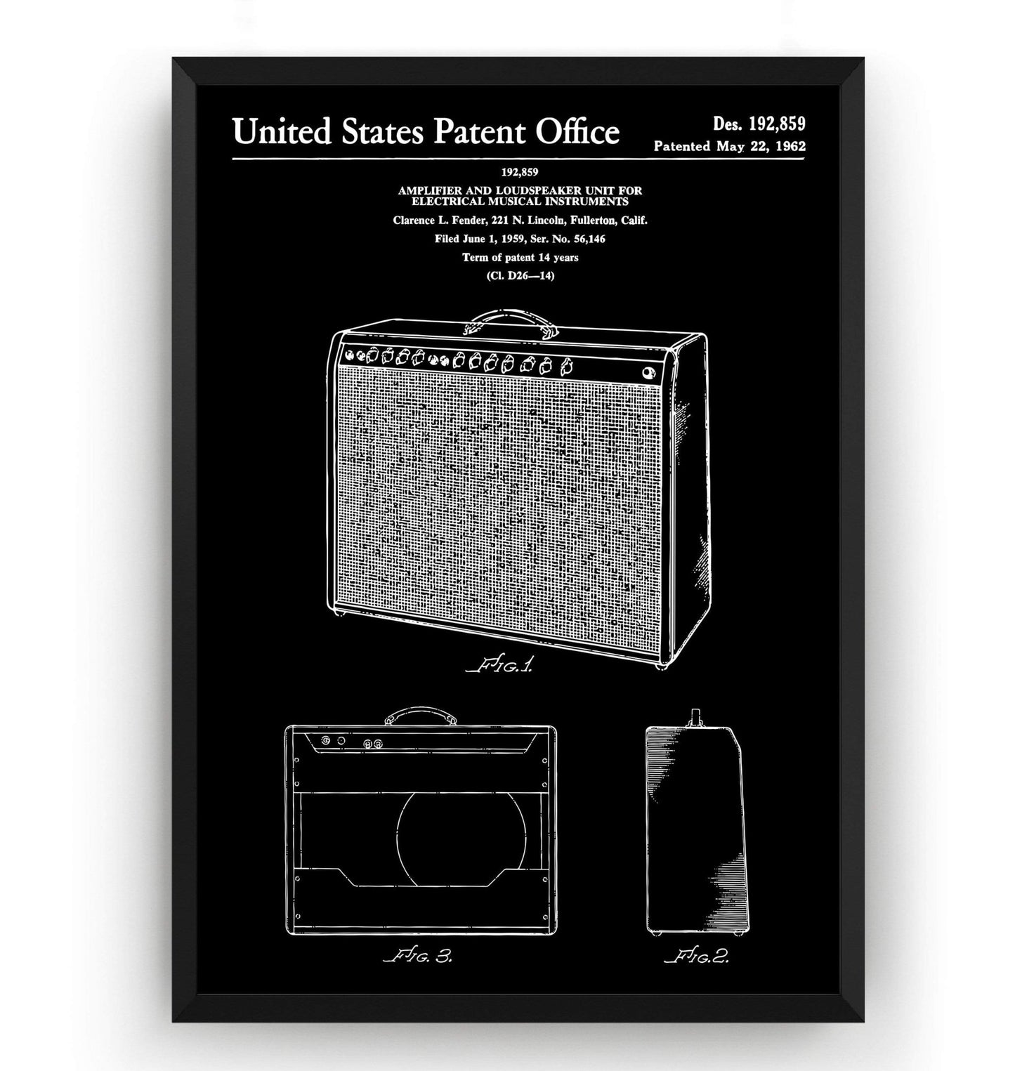 Fender Amplifier And Loudspeaker Unit 1962 Patent Print - Magic Posters