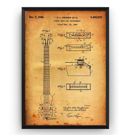 Fender Lap Steel Guitar 1948 Patent Print - Magic Posters