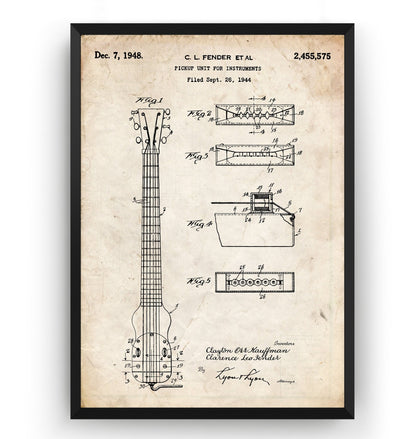 Fender Lap Steel Guitar 1948 Patent Print - Magic Posters