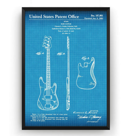 Fender Precision Bass Guitar 1960 Patent Print - Magic Posters