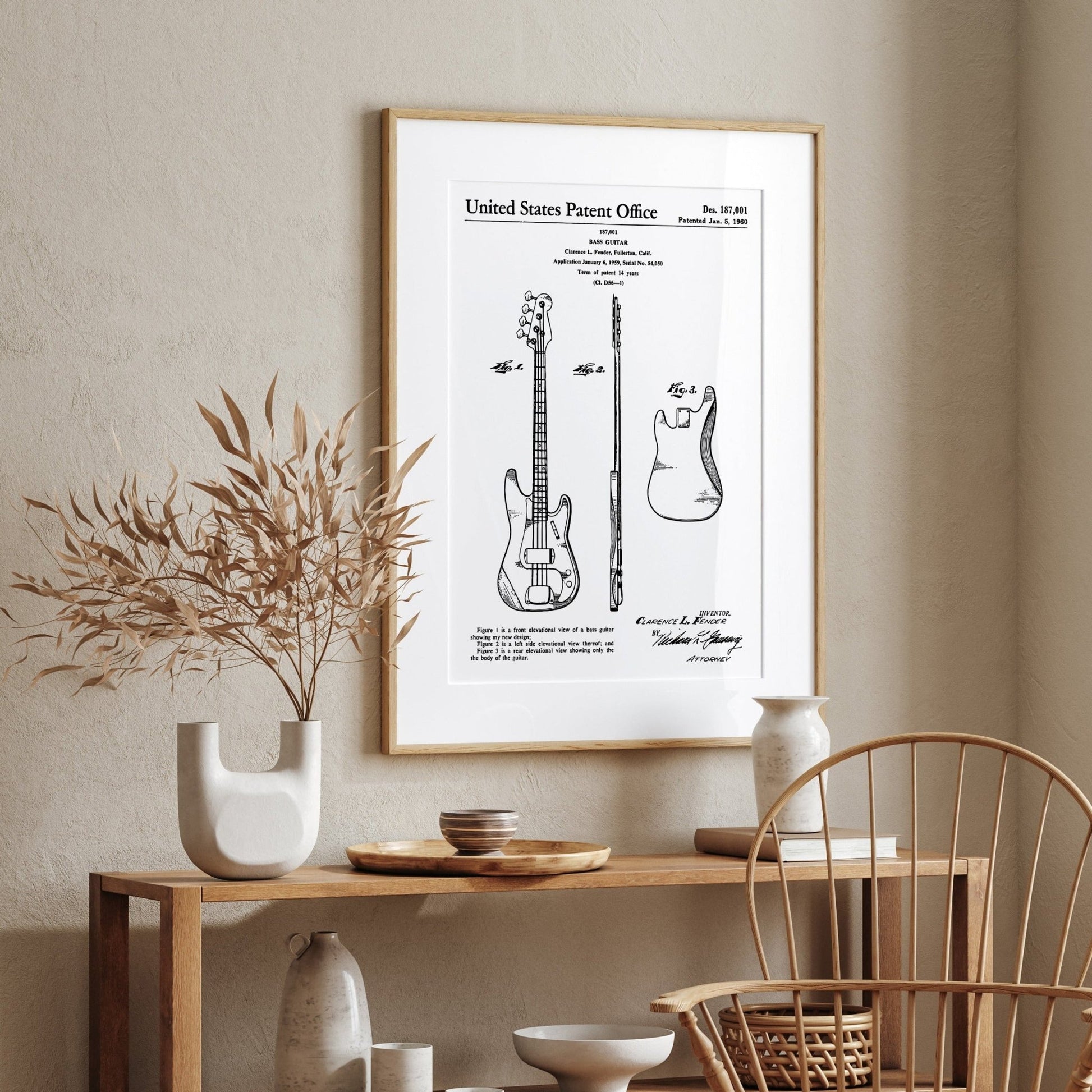 Fender Precision Bass Guitar 1960 Patent Print - Magic Posters